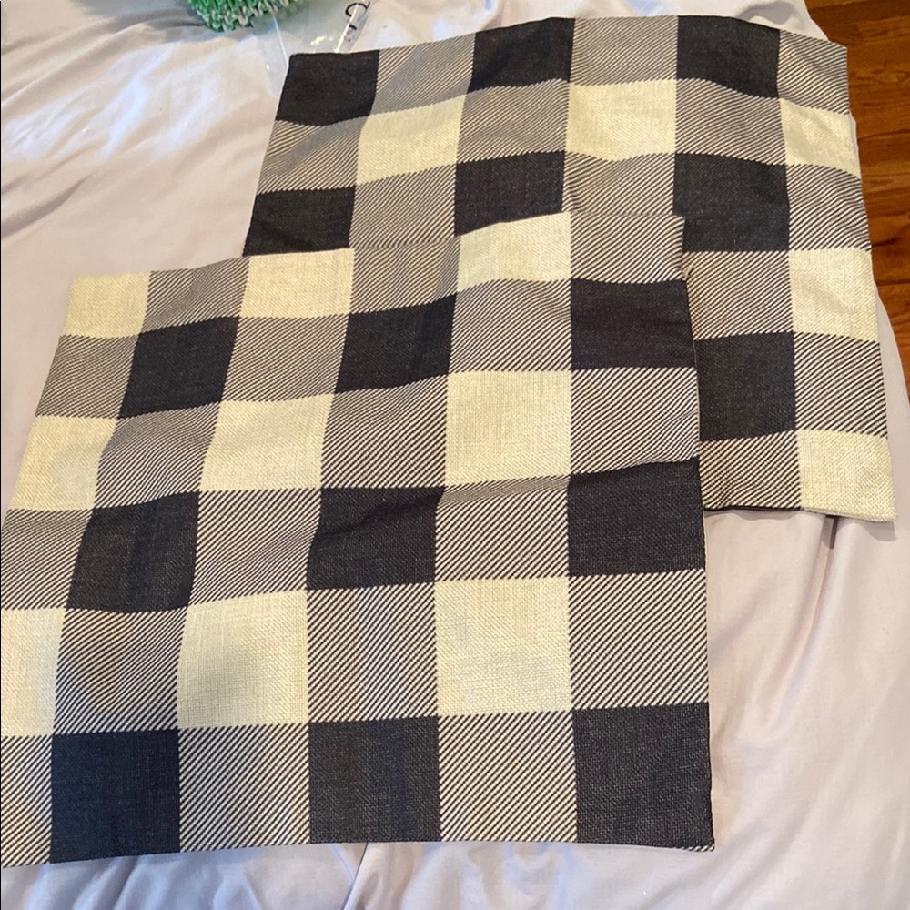 Black and Cream Plaid Pillow Covers